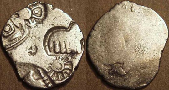 Ancient Coins - INDIA, MAGADHA: Series III punchmarked silver karshapana, GH 320. CHOICE!