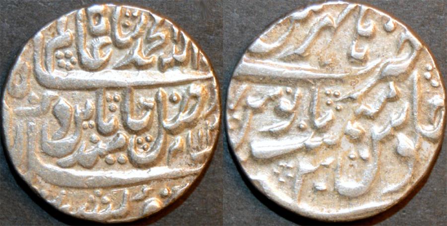 World Coins - INDIA, MUGHAL, Shah Alam II (1759-1806) Silver rupee, issued by Madhoji Sindhia, Hathras, RY 30. SCARCE & CHOICE!