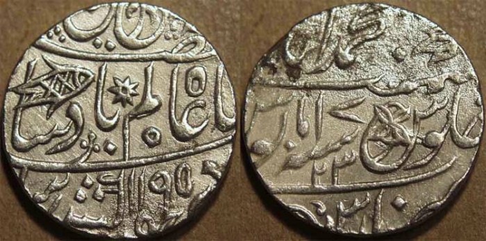 Ancient Coins - BRITISH INDIA, BENGAL PRESIDENCY: Silver rupee in the name of Shah Alam II, Banaras, AH 1195, RY 23. CHOICE! 