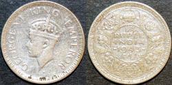 Ancient Coins - BRITISH INDIA, George VI Silver 1/4 rupee, Lahore mint, 1943