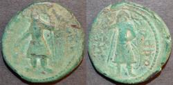 Ancient Coins - INDIA, KUSHAN: Kanishka I AE tetradrachm, Athsho reverse. SCARCE!