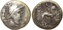 Ancient Coins - BACTRIA, Yueh-Chi: Sapalbizes (Sapadbizes) AR hemidrachm. RARE.