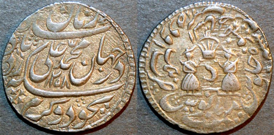 World Coins - INDIA, AWADH: Muhammad Ali Shah AR rupee, Lucknow, AH 1258, Year 5, SCARCE & CHOICE!