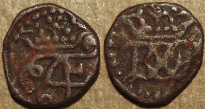 World Coins - DANISH INDIA, Frederik IV (1699-1730) Copper 1-cash, single F4 type, Tranquebar. SCARCE!