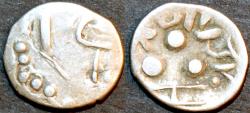 Ancient Coins - INDIA, UNKNOWN KINGDOM IN SIND OR PUNJAB, "Tapana" Silver unit "Three Dot" type, CHOICE!