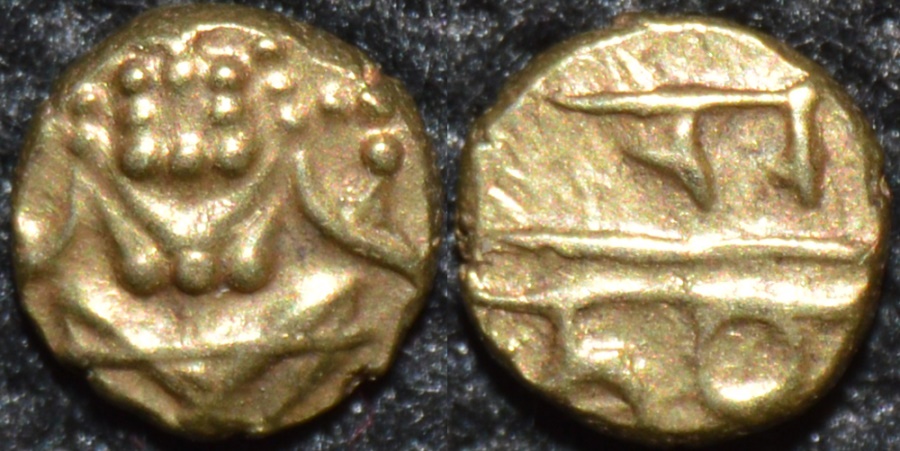 World Coins - INDIA, MYSORE, Kanthirava Narasa (1638-62) Gold fanam. SUPERB!