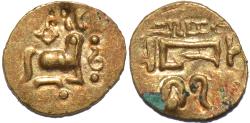 Ancient Coins - INDIA, EASTERN GANGAS, Bhanudeva IV (1414-34) Gold fanam, Year 17. RARE & SUPERB!