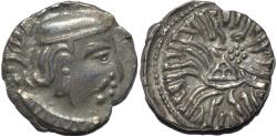 Ancient Coins - INDIA, WESTERN KSHATRAPAS: Rudrasena III (348-378 CE) Silver drachm, year S. 280. SUPERB!