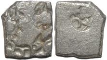 Ancient Coins - INDIA, MAURYA: Series VIb Silver punchmarked karshapana, GH 574