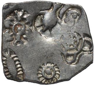 Ancient Coins - INDIA, MAGADHA: Series I AR punchmarked karshapana GH 253. VERY RARE and SUPERB!