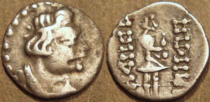 Ancient Coins - INDIA, YUEH-CHI, Heraios (Kujula Kadphises?) Silver obol, square letters. SCARCE & CHOICE!