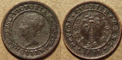 Ancient Coins - SRI LANKA (CEYLON), BRITISH PERIOD, Queen Victoria AE 1/4 cent, 1898