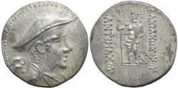 Ancient Coins - BACTRIAN KINGDOM, Antimachus I (Antimachos): Silver tetradrachm, with new monogram. BARGAIN-PRICED!