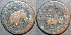 Ancient Coins - INDO-SCYTHIAN: Azes II AE pentachalkon: Elephant/Lion, Senior 100.20. RARE & BARGAIN-PRICED!