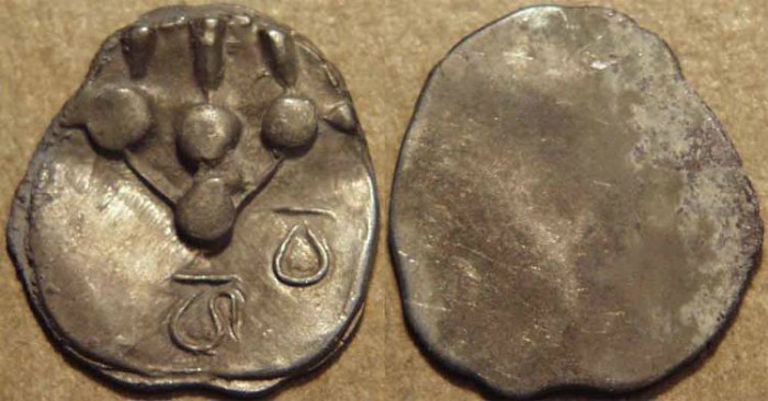 Ancient Coins - INDIA, UNKNOWN KINGDOM IN SIND OR MULTAN, Silver unit with Brahmi Ha Va. CHOICE!