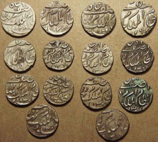 Ancient Coins - INDIA, HYDERABAD, Mir Mahbub Ali Khan (1868-1911) Silver 1/4 rupee ino Asaf Jah, Hyderabad, Set of 14, all different dates, all CHOICE.