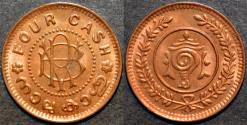 Ancient Coins - INDIA, TRAVANCORE, Bala Rama Varma II (1924-29) Copper 4-cash. SUPERB!