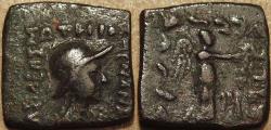 Ancient Coins - INDO-GREEK: Menander I AE square double or dichalkon: RARE DENOMINATION!