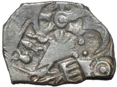 Ancient Coins - INDIA, MAGADHA: Series I AR punchmarked karshapana GH 279d. VERY RARE and SUPERB!