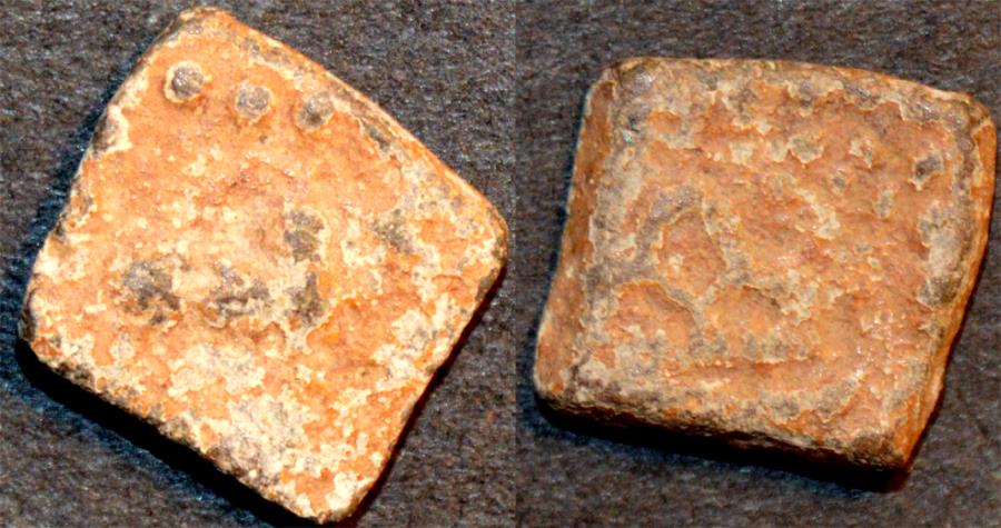 Ancient Coins - INDIA, WESTERN KSHATRAPAS: time of Rudrasena III (?) lead 1/2 unit. SCARCE!