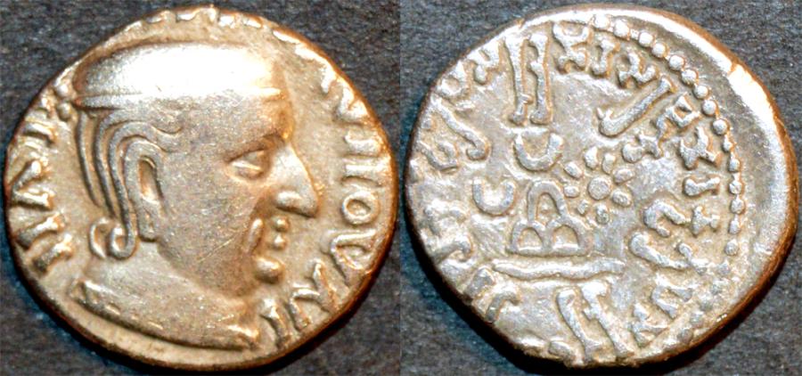Ancient Coins - INDIA, WESTERN KSHATRAPAS: Rudrasimha I (c.178-197 CE) Silver drachm, as Mahakshatrapa, Legend B, CHOICE!