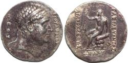 Ancient Coins - BACTRIA: Agathocles (or Agathokles) AR tetradrachm of the Pedigree Series, commemorating Euthydemos I. VERY RARE and CHOICE!