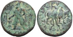 Ancient Coins - INDIA, Kushan: Vima Kadphises AE tetradrachm.