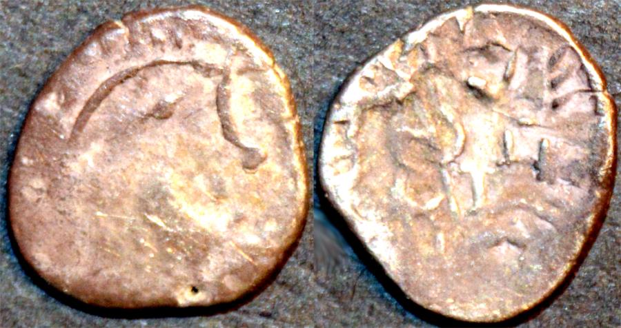 Ancient Coins - NEW KING! INDIA, UNKNOWN KINGDOM IN SIND OR PUNJAB, Rana Vigraha Silver damma, RARE & BARGAIN-PRICED!