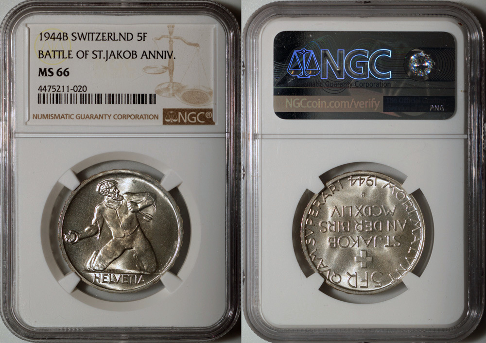 220) 　スイス　5フラン記念銀貨　1944年 St.Jakob ／Switzerland 5 Franken Silver Coin 1944 St.Jakob 2025年最新Yahoo!オークション -スイス 銀貨 5フランの中古品・新品