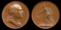 World Coins - 1814  France -  Louis XVIII Return to Calais France by Jean-Bertrand Andrieu and Nicolas Guy Antoine Brenet