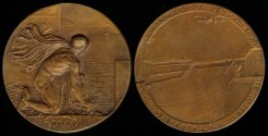 World Coins - 1928 Belgium – New Locks of Antwerpen Harbor, Laudatory Medal by Arthur Dupo