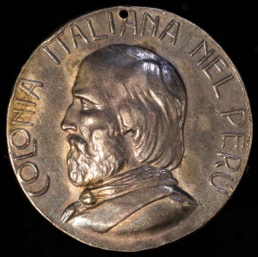 World Coins - 1907 Peru - Guiseppe Garibaldi - Italian Colony of Peru - Centennial of His Birth Commemorative Medal