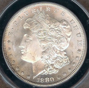 US Coins - 1880s Morgan Dollar ANACS MS64