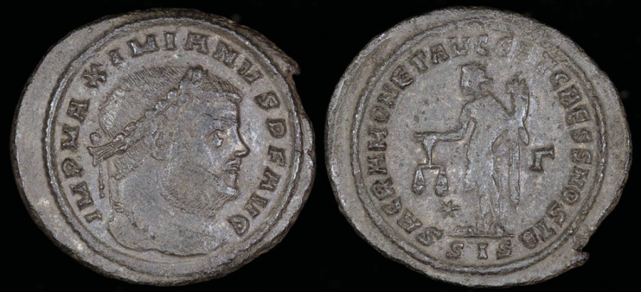 Ancient Coins - Maximianus Ae Follis - SACRA MONETA AVGG ET CAESS NOSTR - Siscia Mint 