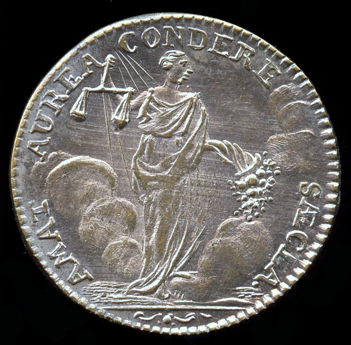 1745フランス　ガリカン宗教会議メダル　ジェトン　レインボートーン　ルイ15世 1745フランス ガリカン宗教会議メダル ジェトン レインボー