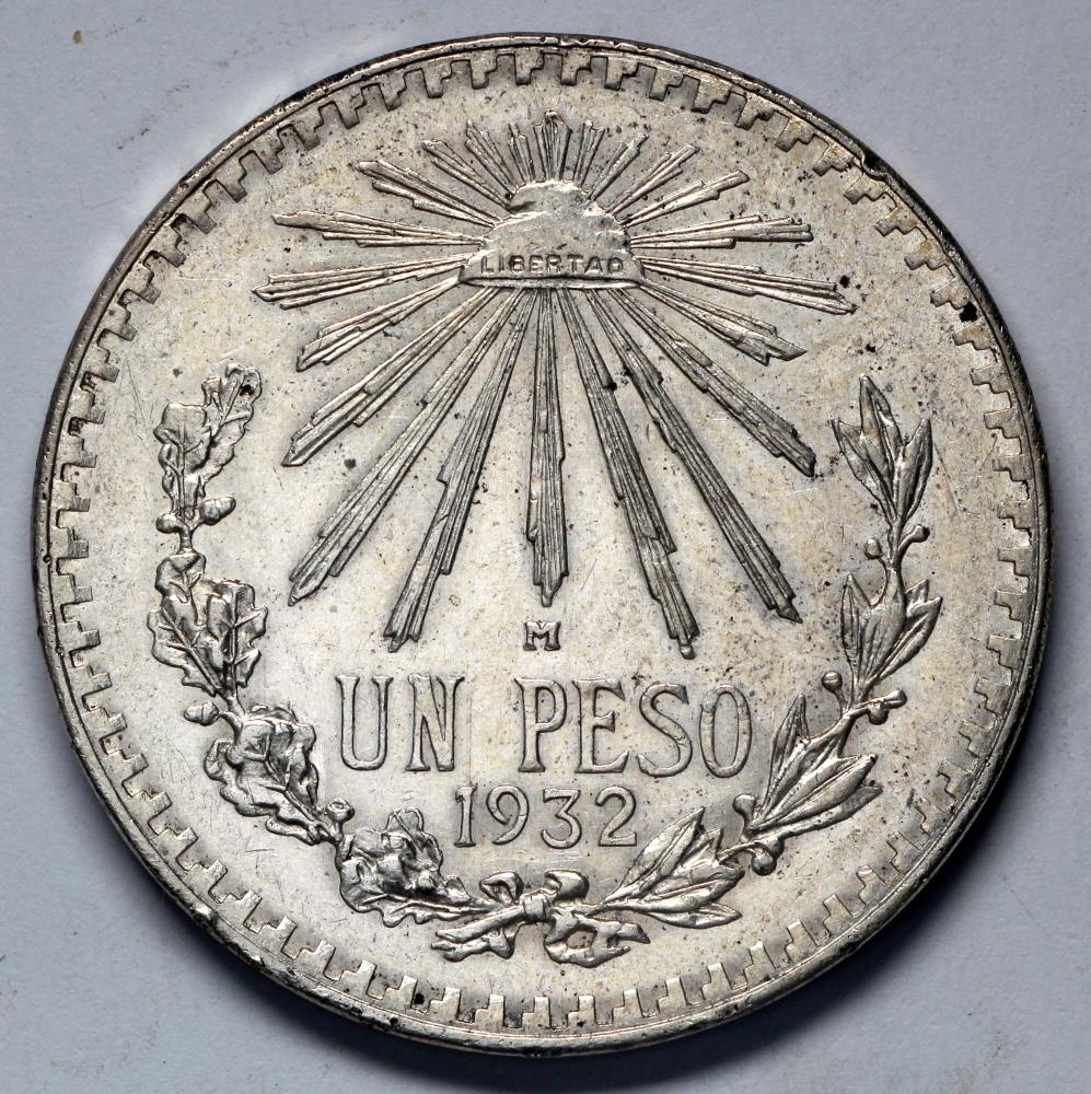 1932 M Mexico 1 Peso - United Mexican States - UNC Silver | North