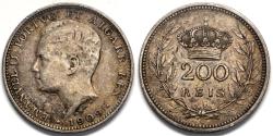 World Coins - 1909 Portugal 200 Reis - Manuel II - XF Silver