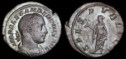 Ancient Coins - Severus Alexander Ar Denarius - SPES PVBLICA - Rome Mint 