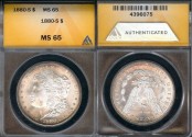 Us Coins - 1880s Morgan Dollar ANACS MS65