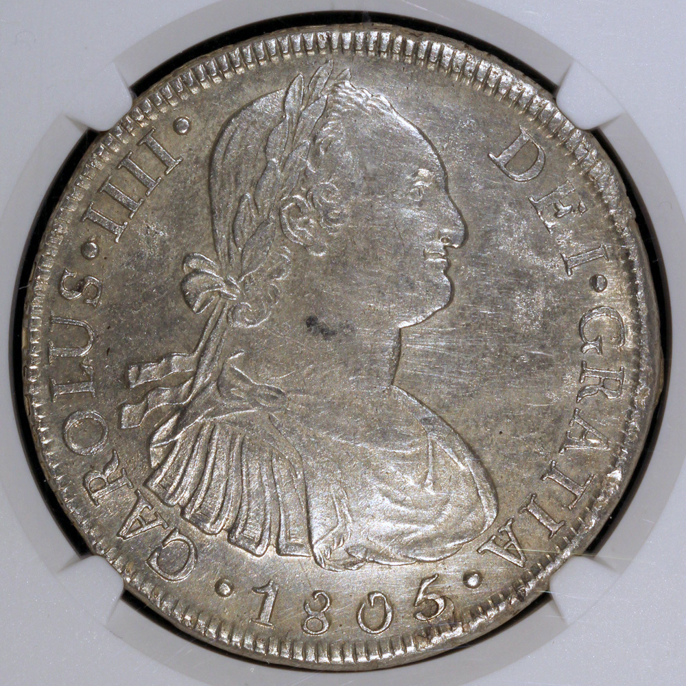 1805 ME-JP Peru 8 Reales Carolus IIII - NGC AU | South American Coins