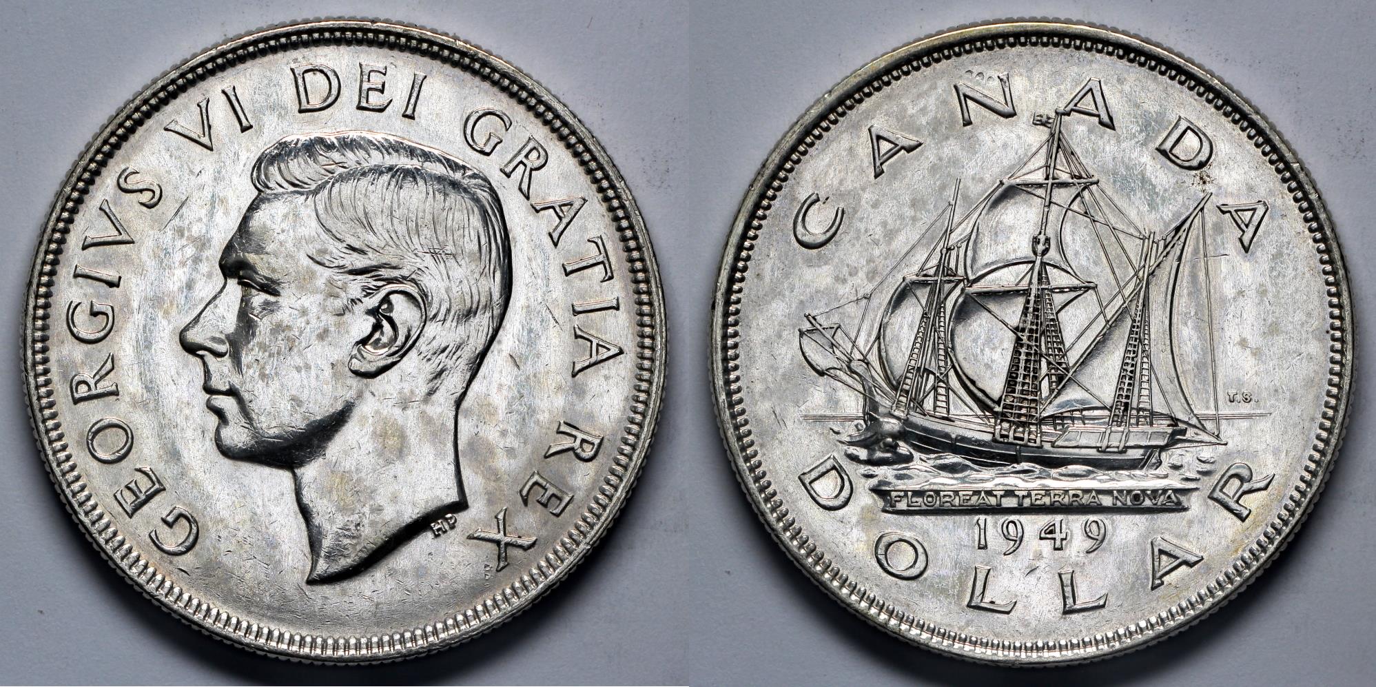 1949 Canada 1 Dollar - George VI - Newfoundland - UNC Silver