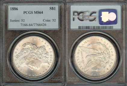 US Coins - 1886 Morgan Dollar PCGS MS64