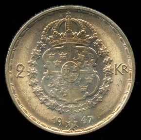 1947 TS Sweden 2 Kronor BU | European Coins