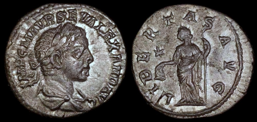 Ancient Coins - Severus Alexander Denarius - LIBERTAS AVG - Antioch Mint