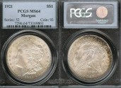 Us Coins - 1921 Morgan Dollar PCGS MS64