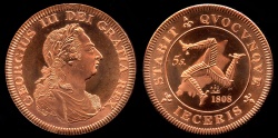 World Coins - 1808 Isle of Man 5 Shillings, George III - Medallic Issue (2007), Copper Proof