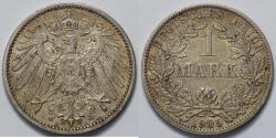 World Coins - 1905 A Germany 1 Mark - Empire - Wilhelm II - AU Silver