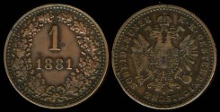 World Coins - 1881 Austria 1 Kreuzer XF