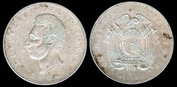 World Coins - 1944 Mo Ecuador 5 Sucre AU