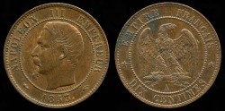 World Coins - 1853 A France 10 Centimes UNC